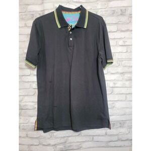 Robert Graham Polo Shirt L Classic Fit Black Golf Club Casual Mens Accent Colors